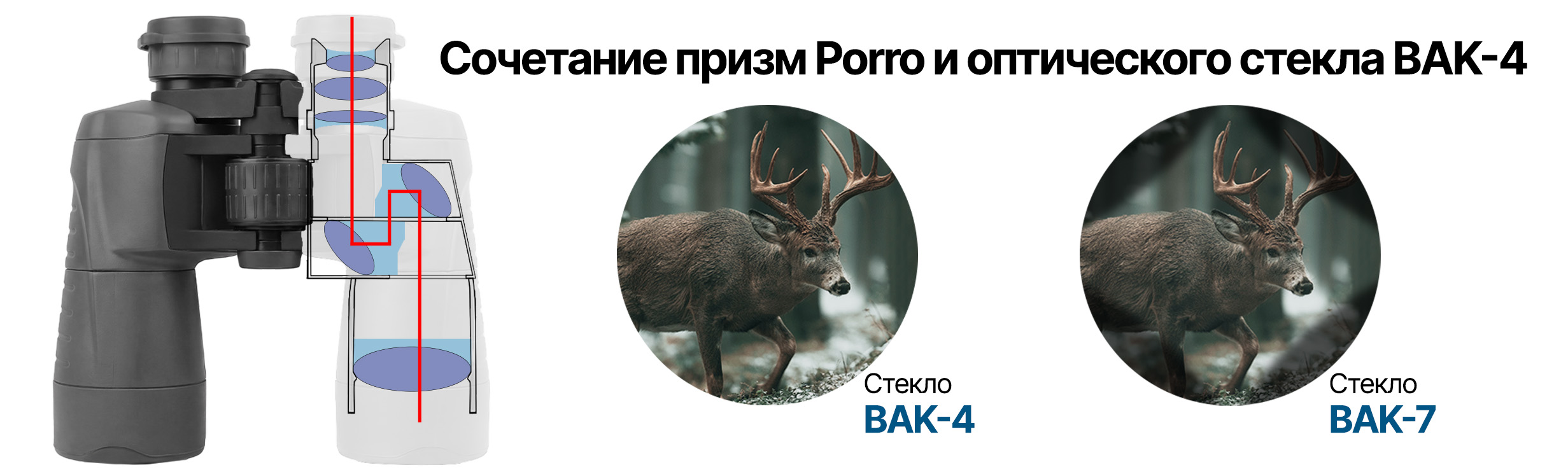 Призмы Porro и стекло BAK-4 бинокля ARKON 20x50