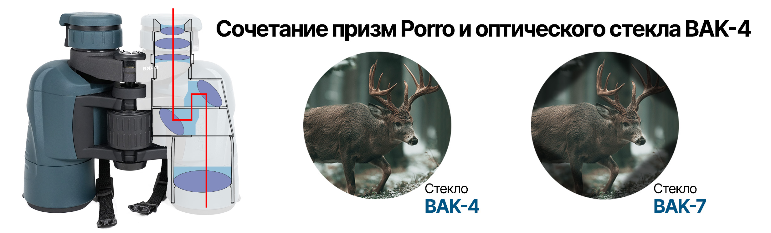 Призмы Porro и стекло BAK-4 бинокля ARKON 20x50